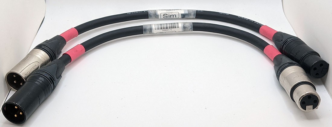 Pair of XLR Male To Female Jumper Cables, About 1 Foot Long, Neutrick End Pieces