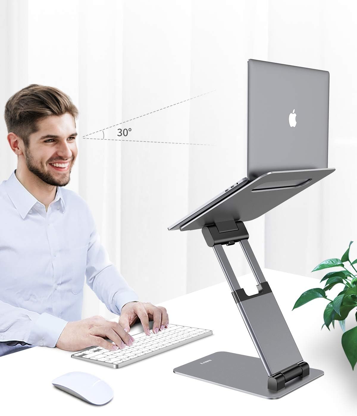 Height Adjustable Laptop Stand for Desk, Dual Foldable Aluminum Computer Riser