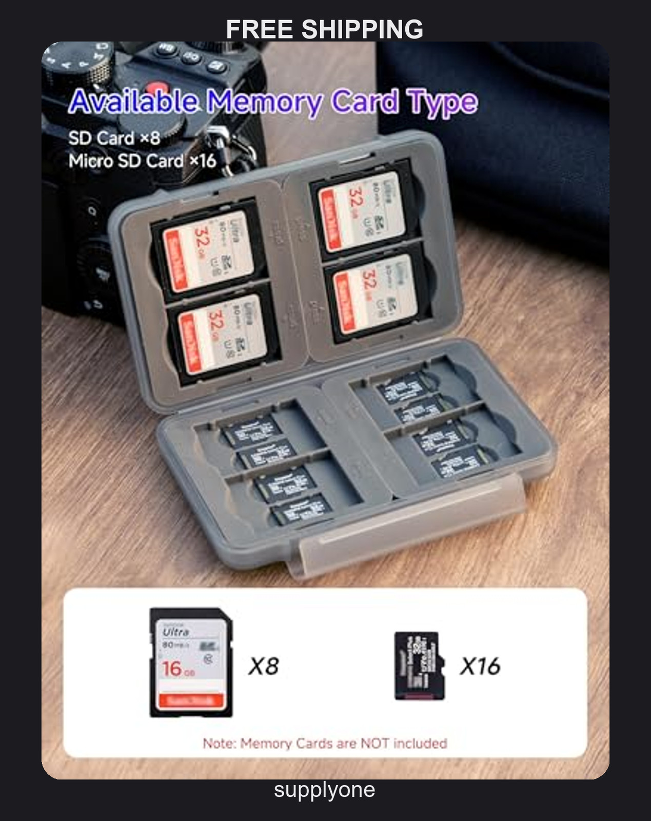 PROfezzion 24-Slot Memory Card Case Grey Hard Shell SD Storage Holder