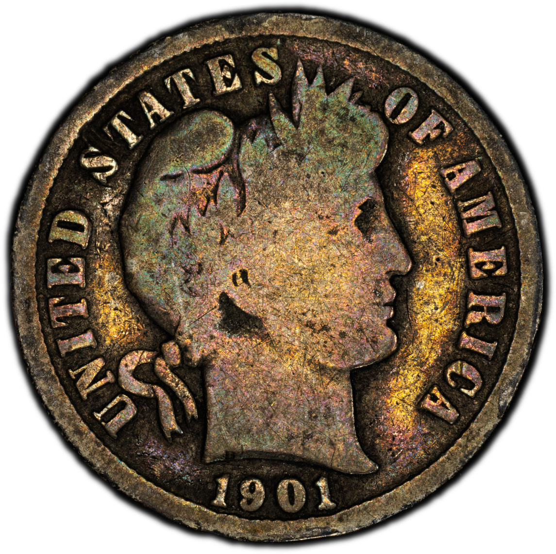 1901 Toned Barber Dime PCGS G06 - Rare Vintage Coin for Collectors