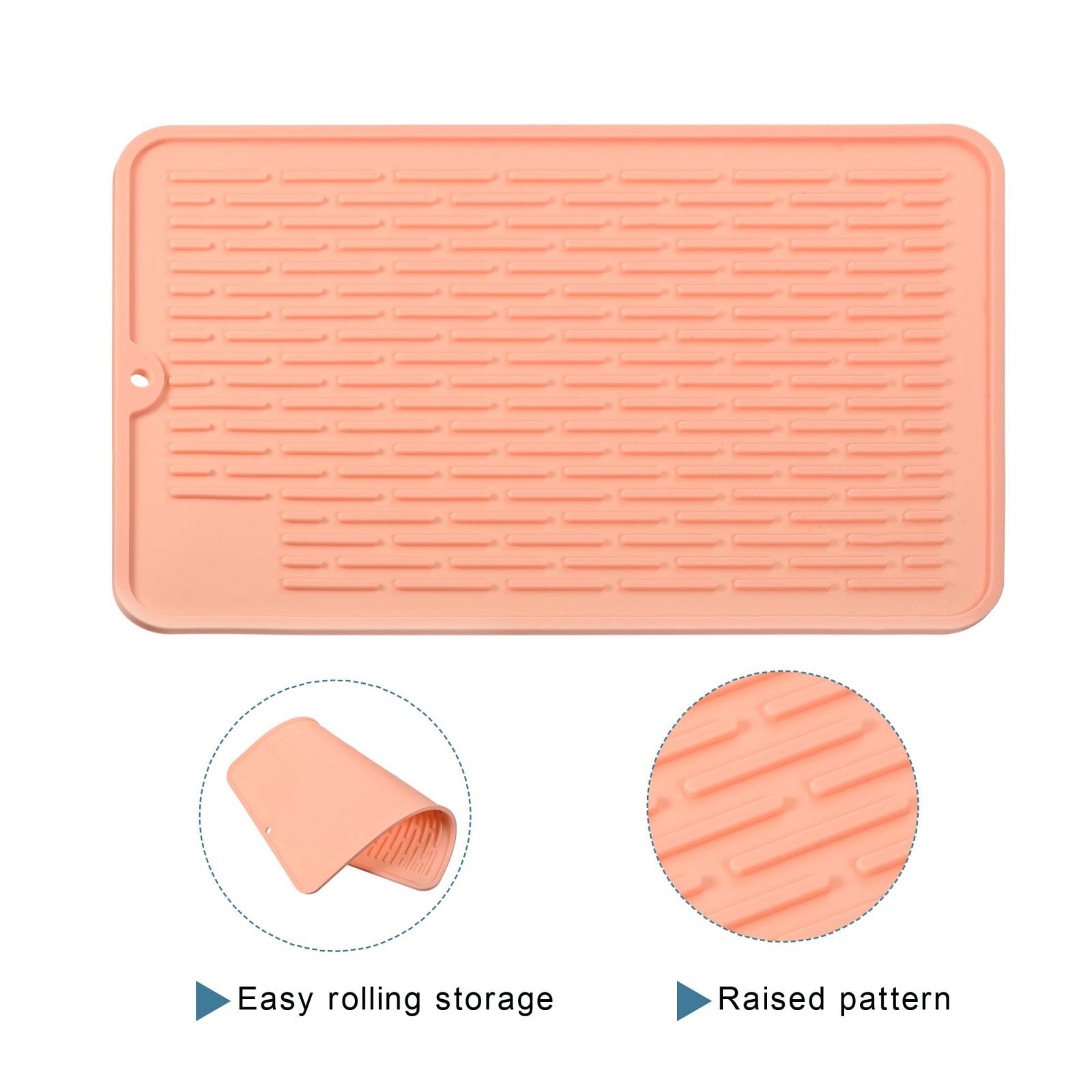 Silicone Dish Drying Mat Kitchen Dish Drying Pad Counter Top Mat-Pink