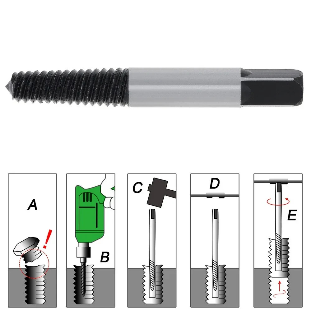 6pc Damaged Screw Extractor Set Broken Bolt Remover Tool Easy Out Stripped Screw