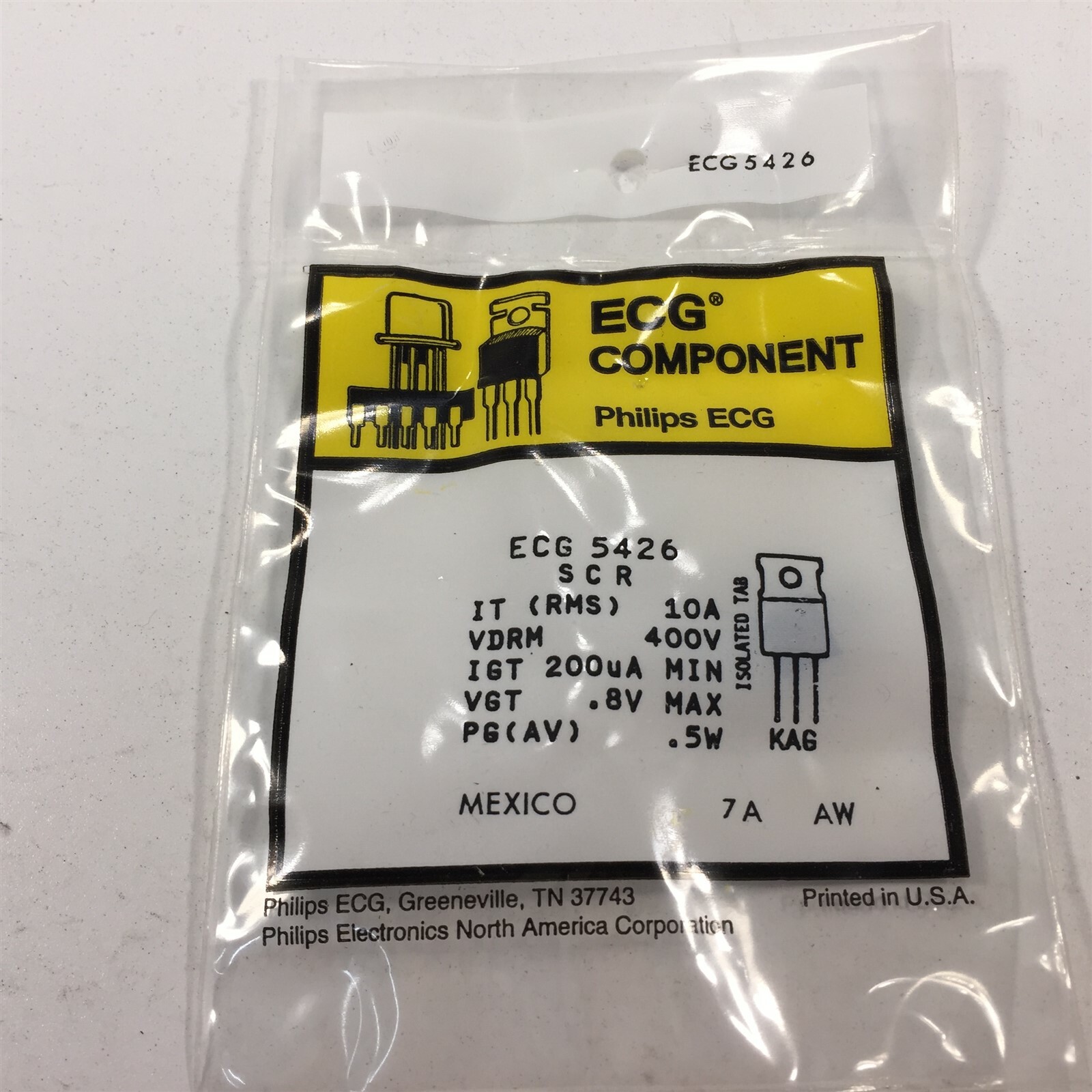 (3) ECG5426 Silicon Controlled Rectifier (SCR) Sensitive Gate TO220 - Lot of 3