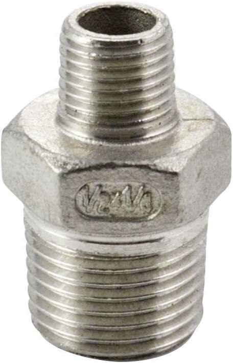 1/2“ to 1/4" Male NPT Hex Nipple Pipe Fitting Reducer Adapter Stainless Steel