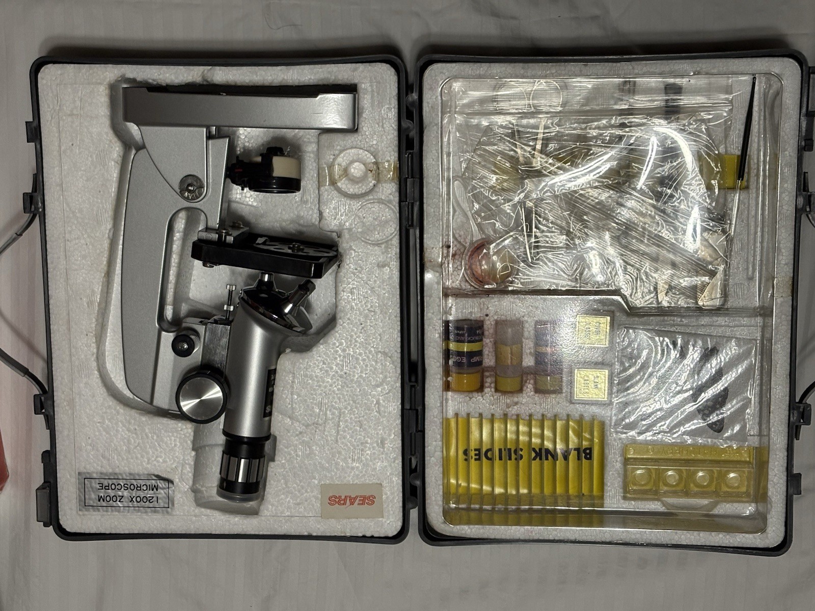 Vintage Sears Zoom Microscope Set 50-1200 Power Complete Set with Original Box!