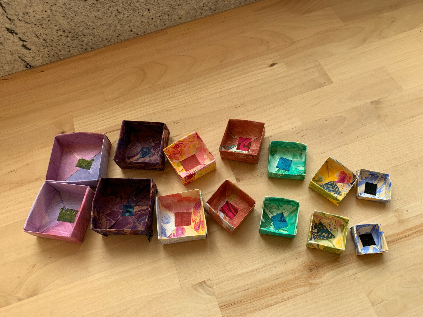 Handmade Paper Origami Boxes- Folded with Lids - 2.5" - 1.5"
