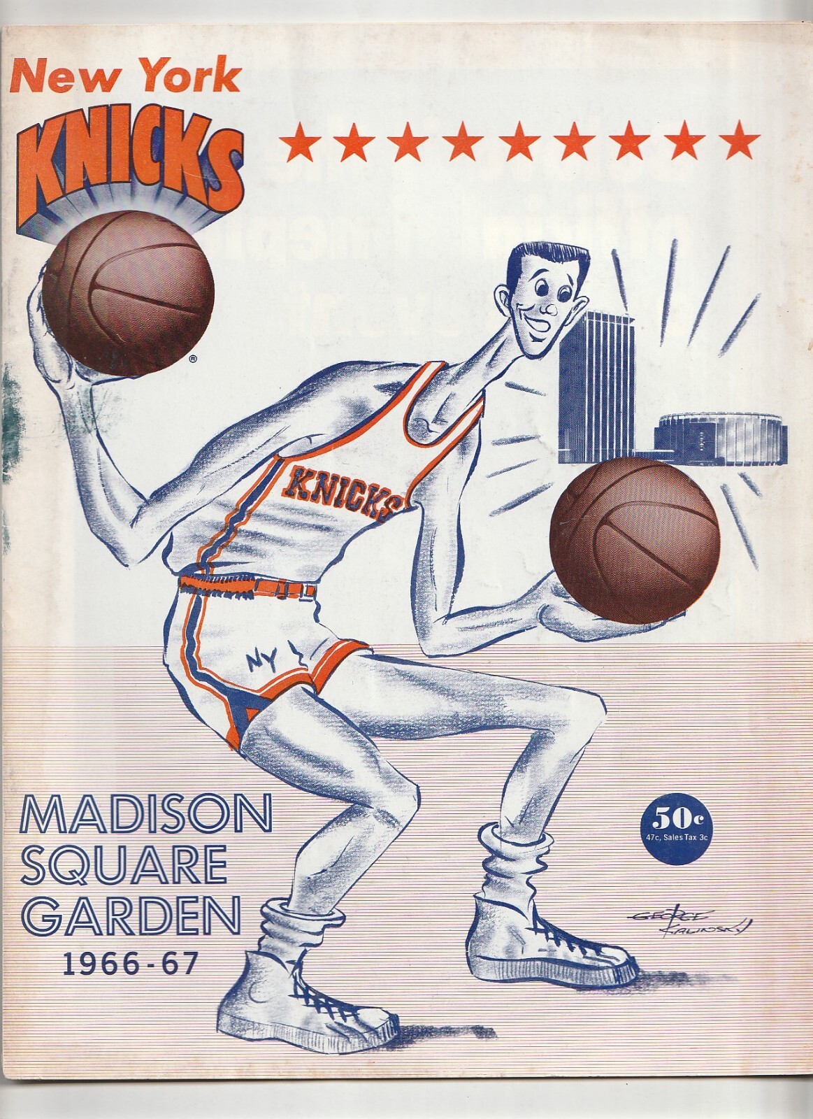 February 28, 1967 Knicks vs Warriors & Lakers vs Pistons Basketball Program