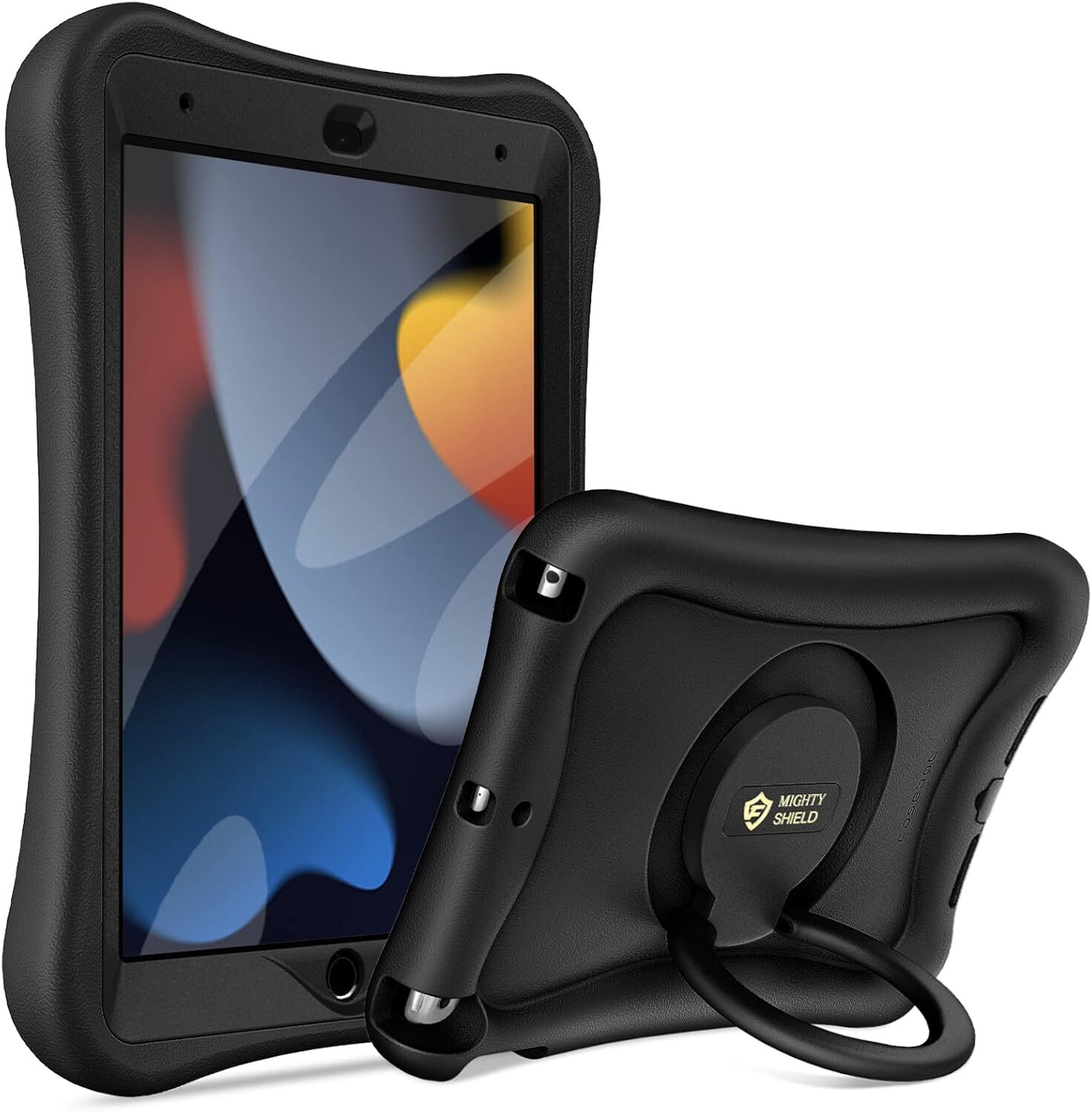 For iPad 9th/8th/7th Gen Rotating Stand Case Rugged Cover with Screen Protector