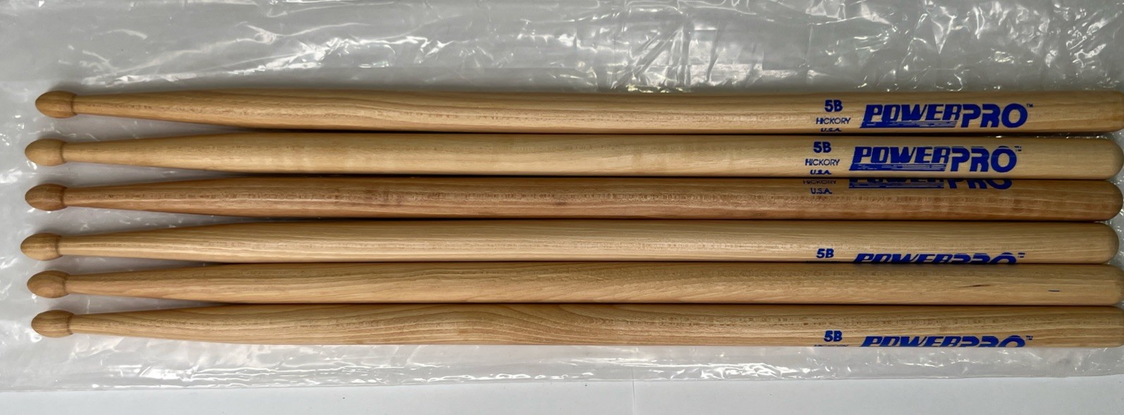 Lot of 3 New Pairs Zildjian’s Power Pro Drumsticks 5B Hickory Wood tips NOS