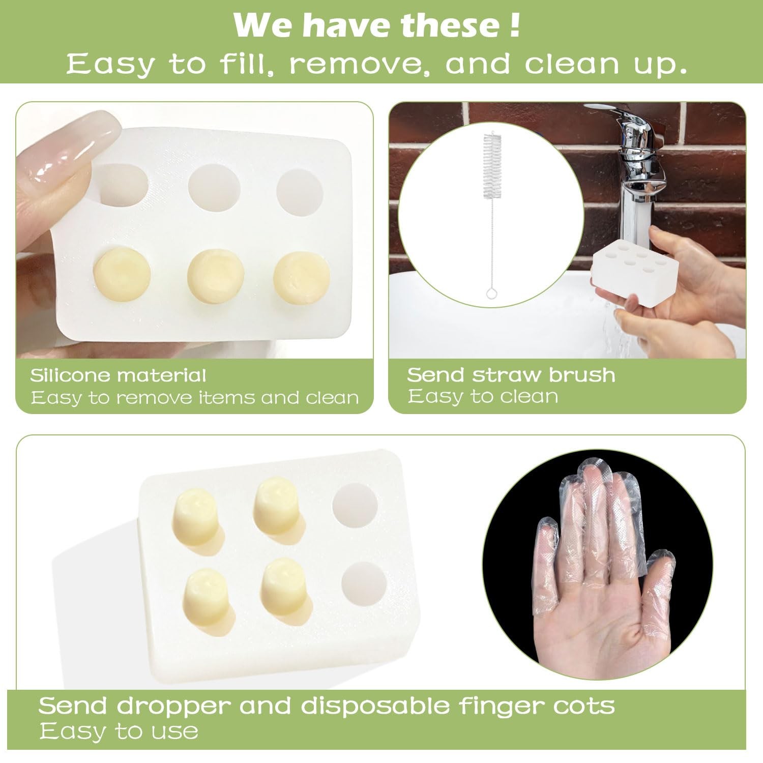 Reusable Suppository Molds Kit, 2ML | 4 Suppository Mold Trays + 10 Droppers