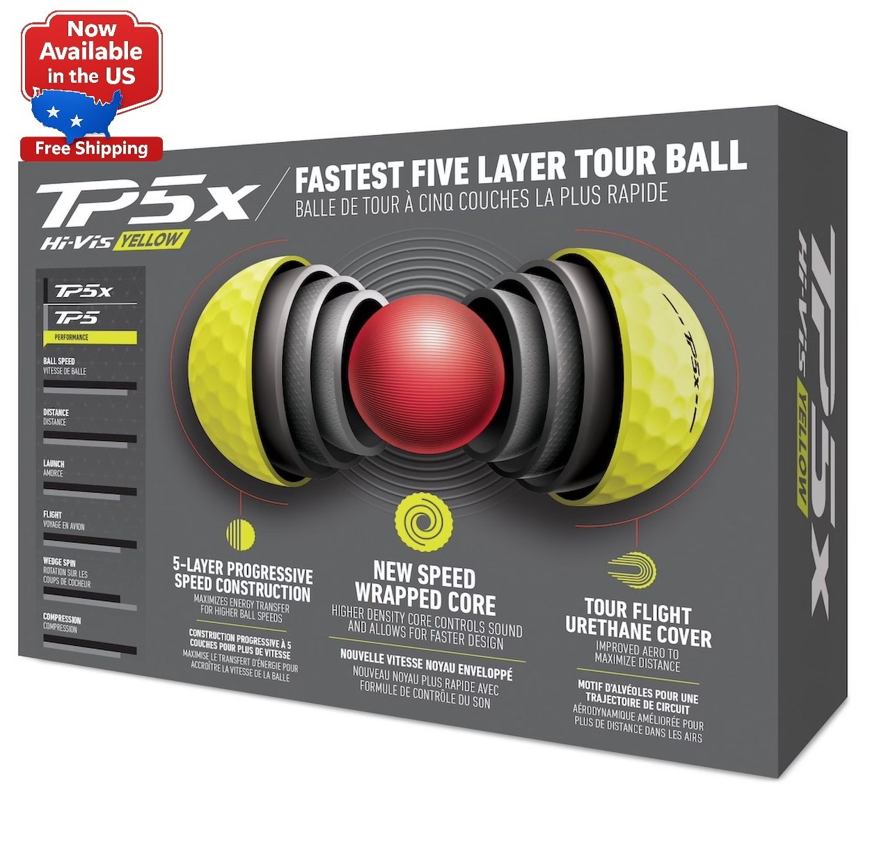 TaylorMade TP5X Yellow Golf Balls