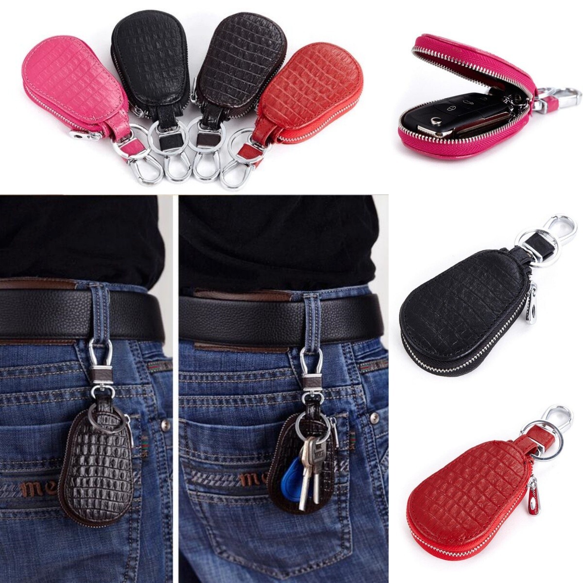 Universal Car Smart Remote Key Chain Holder Small Case Cover Small Leather Bag