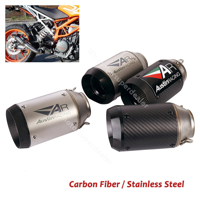 38-51mm Carbon Motorcycle Exhaust Tips Muffler Short Escape Pipe ATV Street Bike