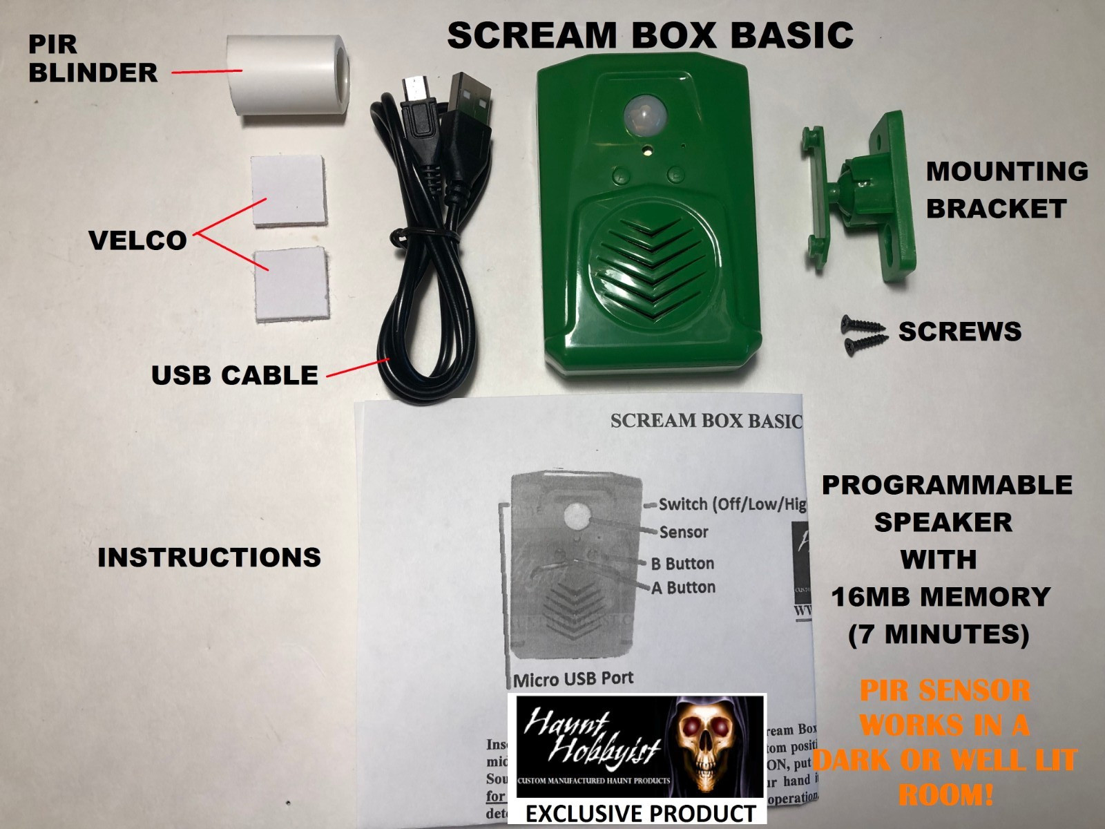 SCREAM BOX BASIC Halloween animated programmable sensor works in the dark