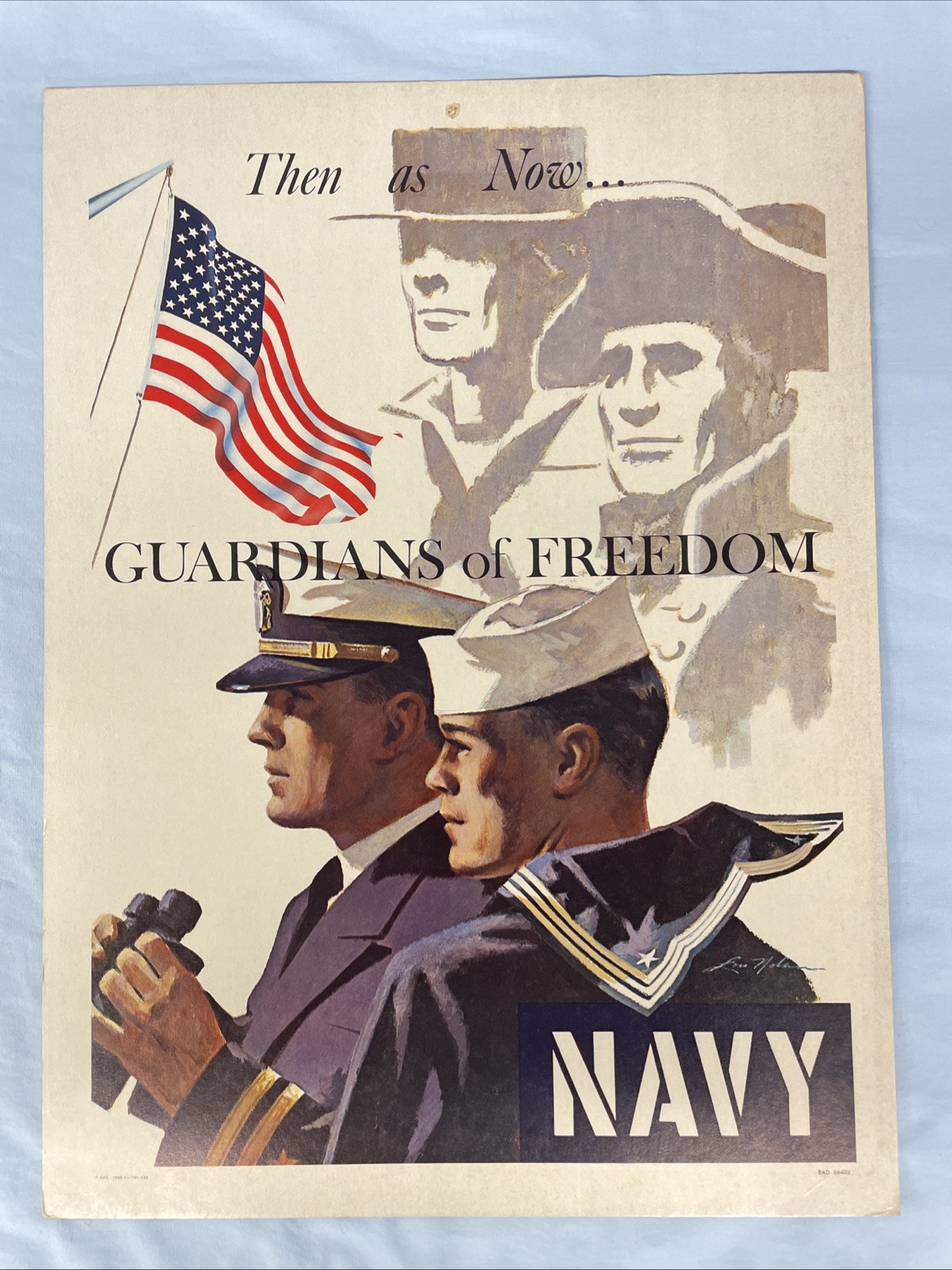 Vintage Navy Recruiting Poster Then As Now Guardians Of Freedom RAD 66403