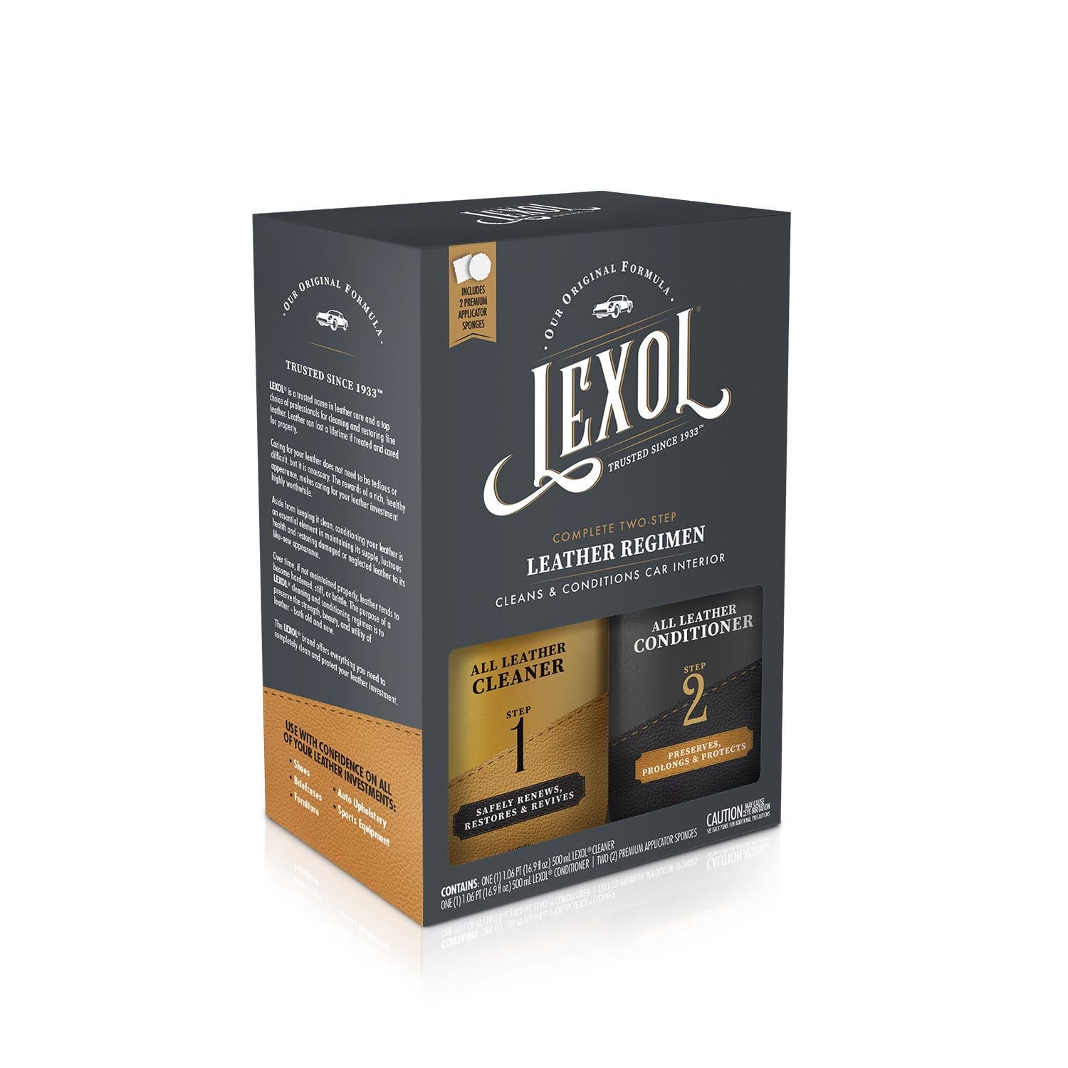 Leather Cleaner & Conditioner Kit by Lexol for 1 Count (Pack of 1), Black