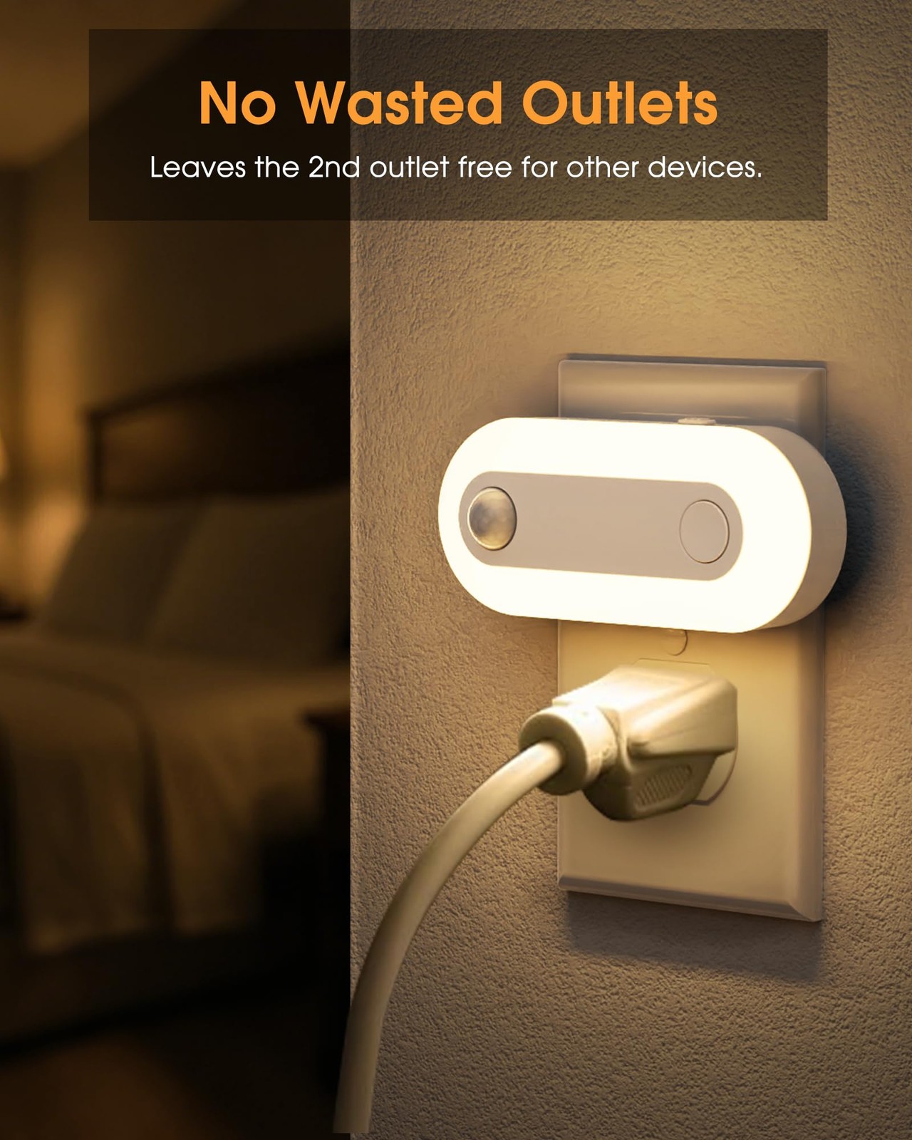 Plug-in LED Night Light with Motion Sensor & Dusk to Dawn Sensor, Dimmable Wa...