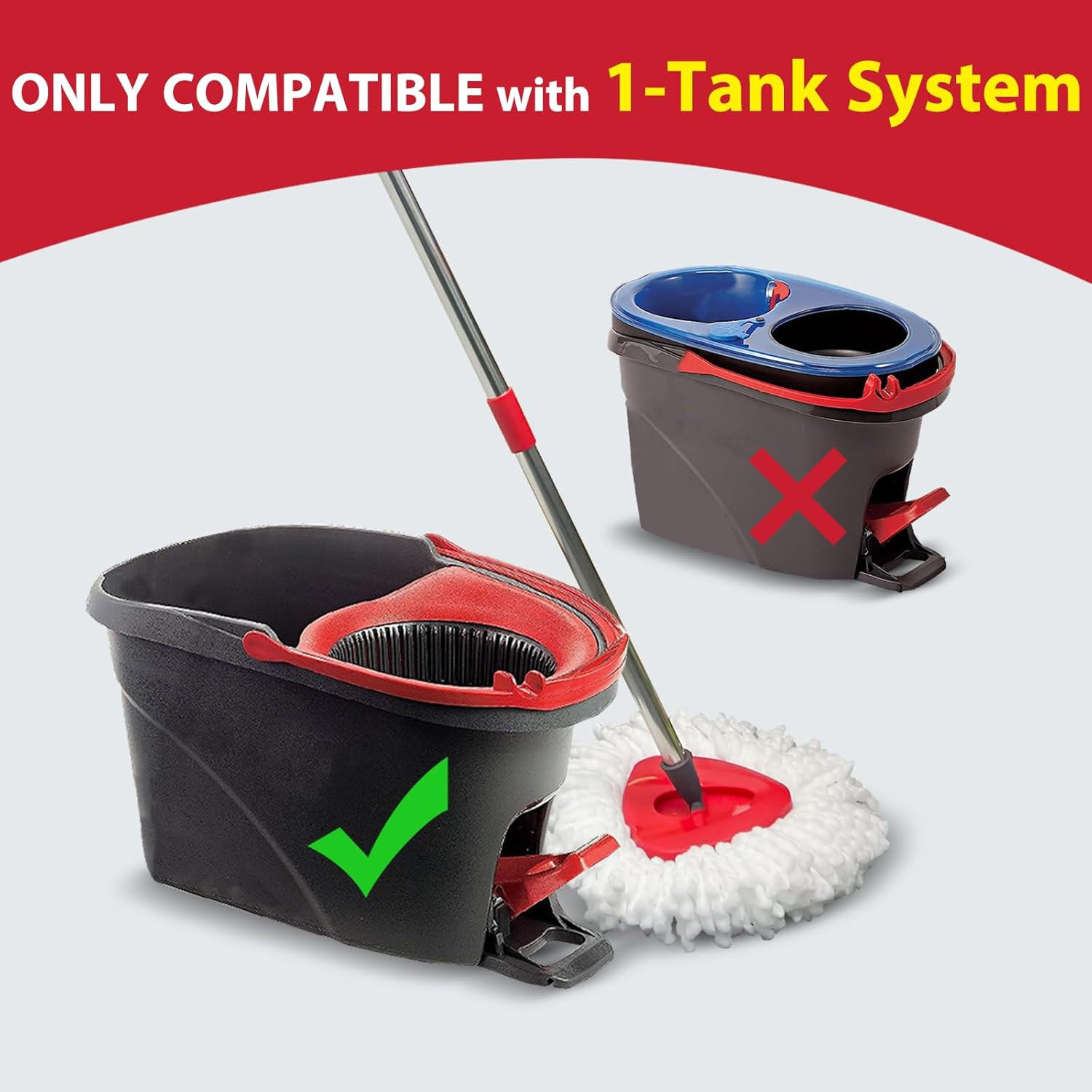 Spin Mop Replacement Set for O-Ceda Easywring 1-Tank System, Includes 2 Mop Head