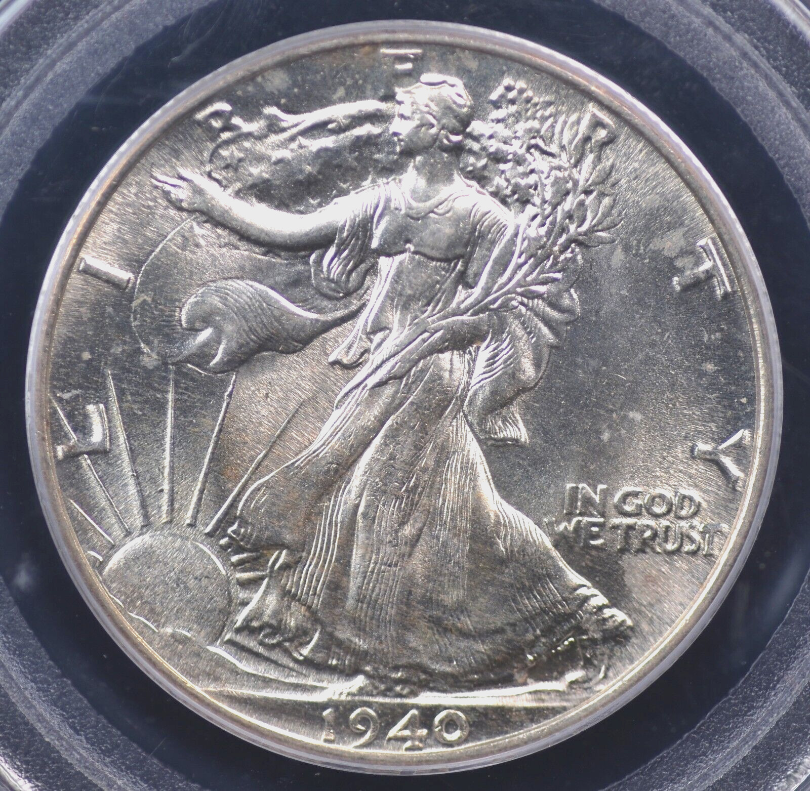 1940 WALKING LIBERTY HALF DOLLAR PCGS MS 64 FLASHY SILVER MINT BLOOM WITH A HINT