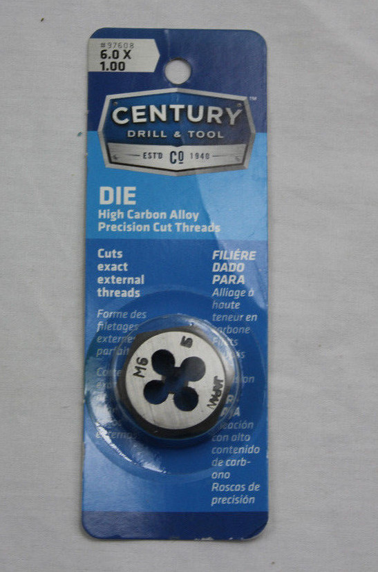 Century Metric Die #97608  6.0 x 1.00 High Carbon Alloy Brand New