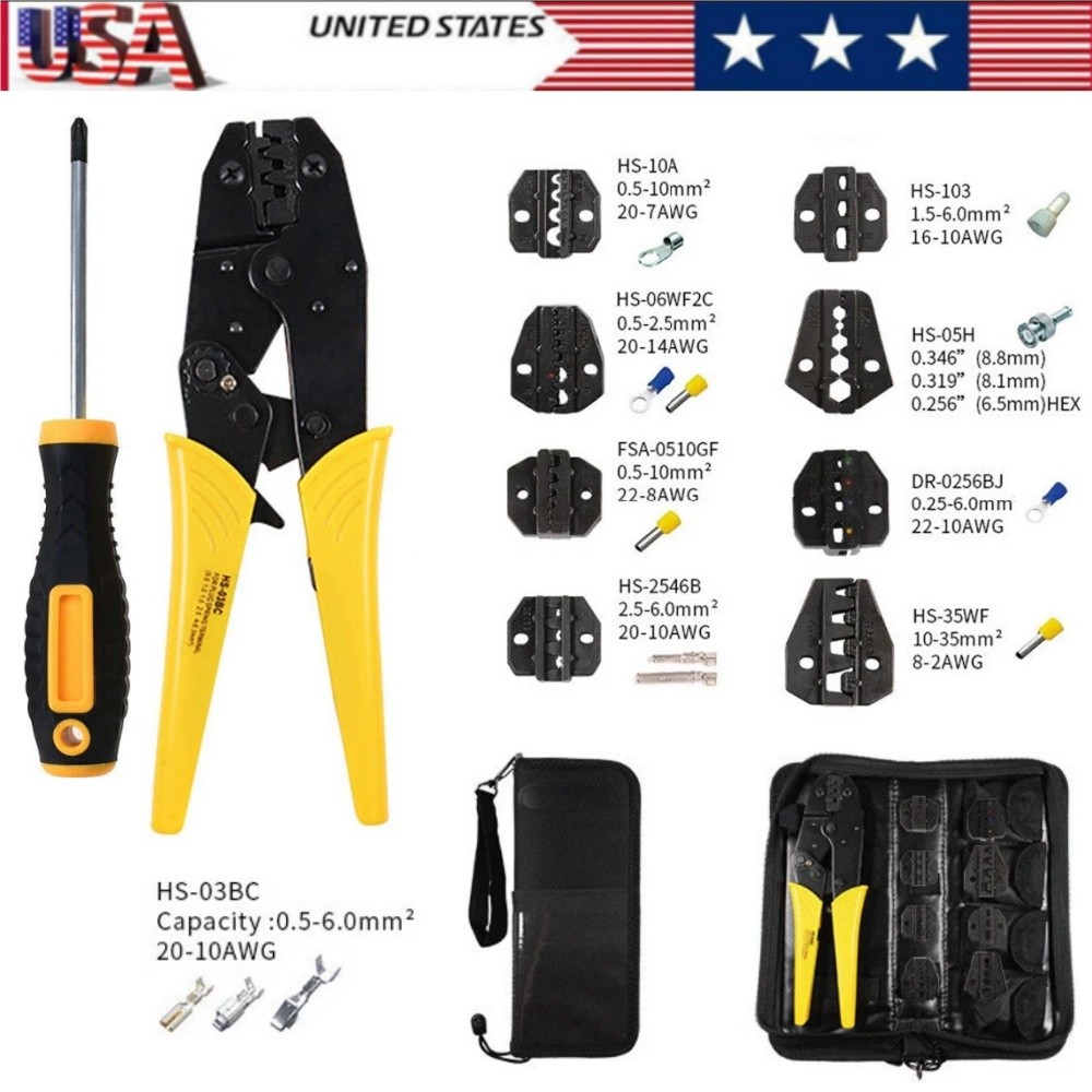 Ratchet Crimping Tool Insulated Electrical Terminal Connector Wire Crimper Plier