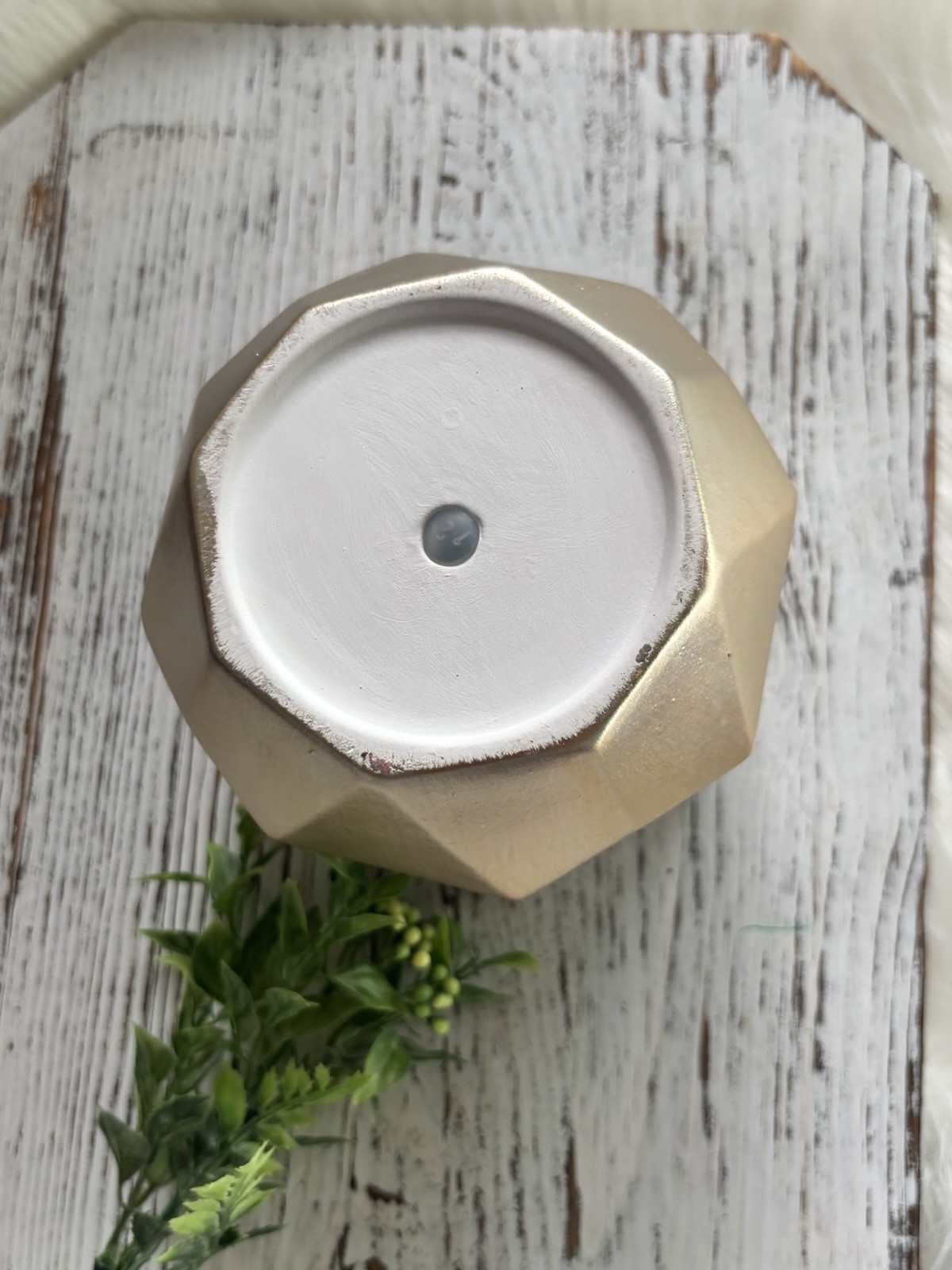 White & Gold Geometric Ceramic Planter