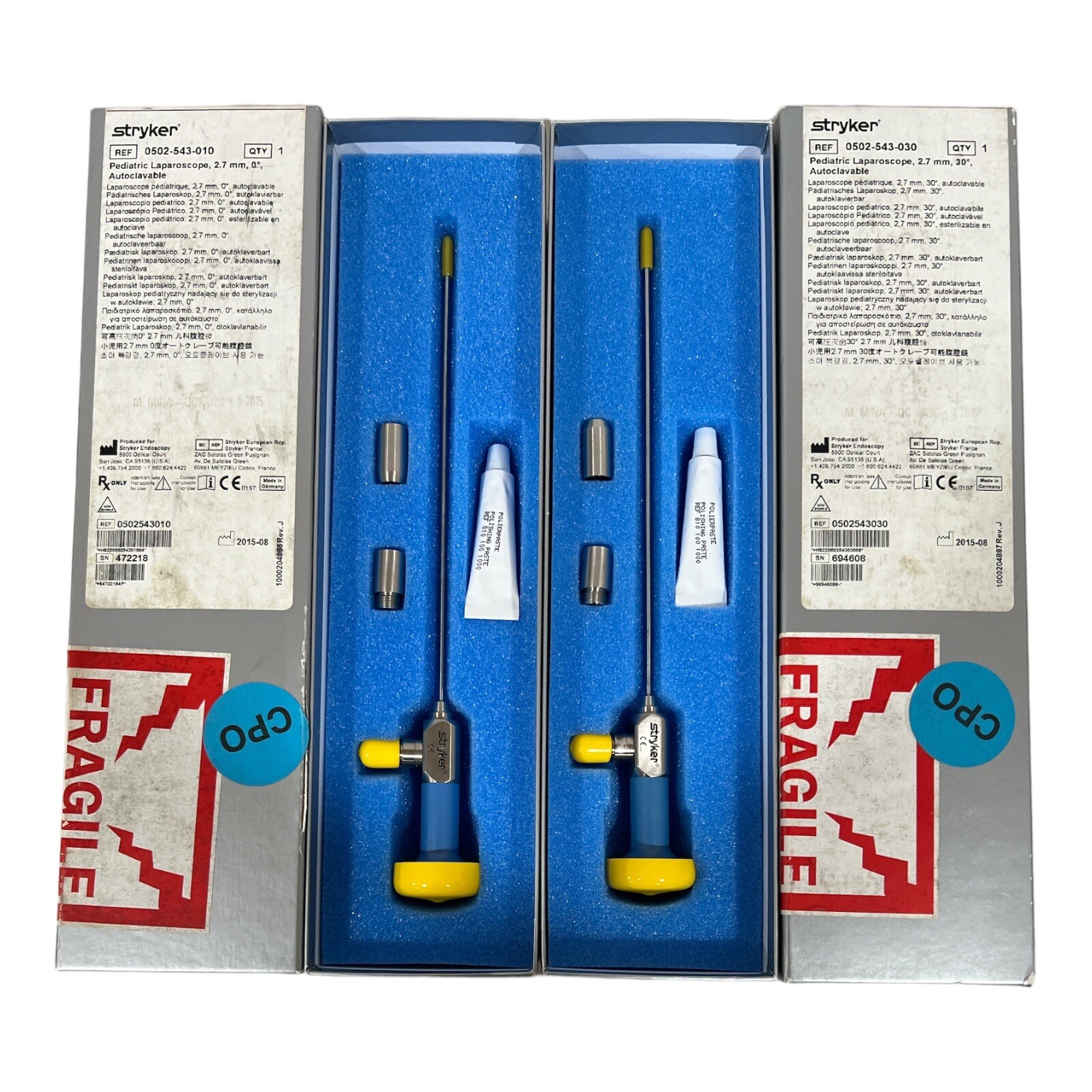 Stryker 0502-543-010 / 0502-543-030 Pediatric Laparoscope, 2.7mm, 0 / 2.7mm, 30