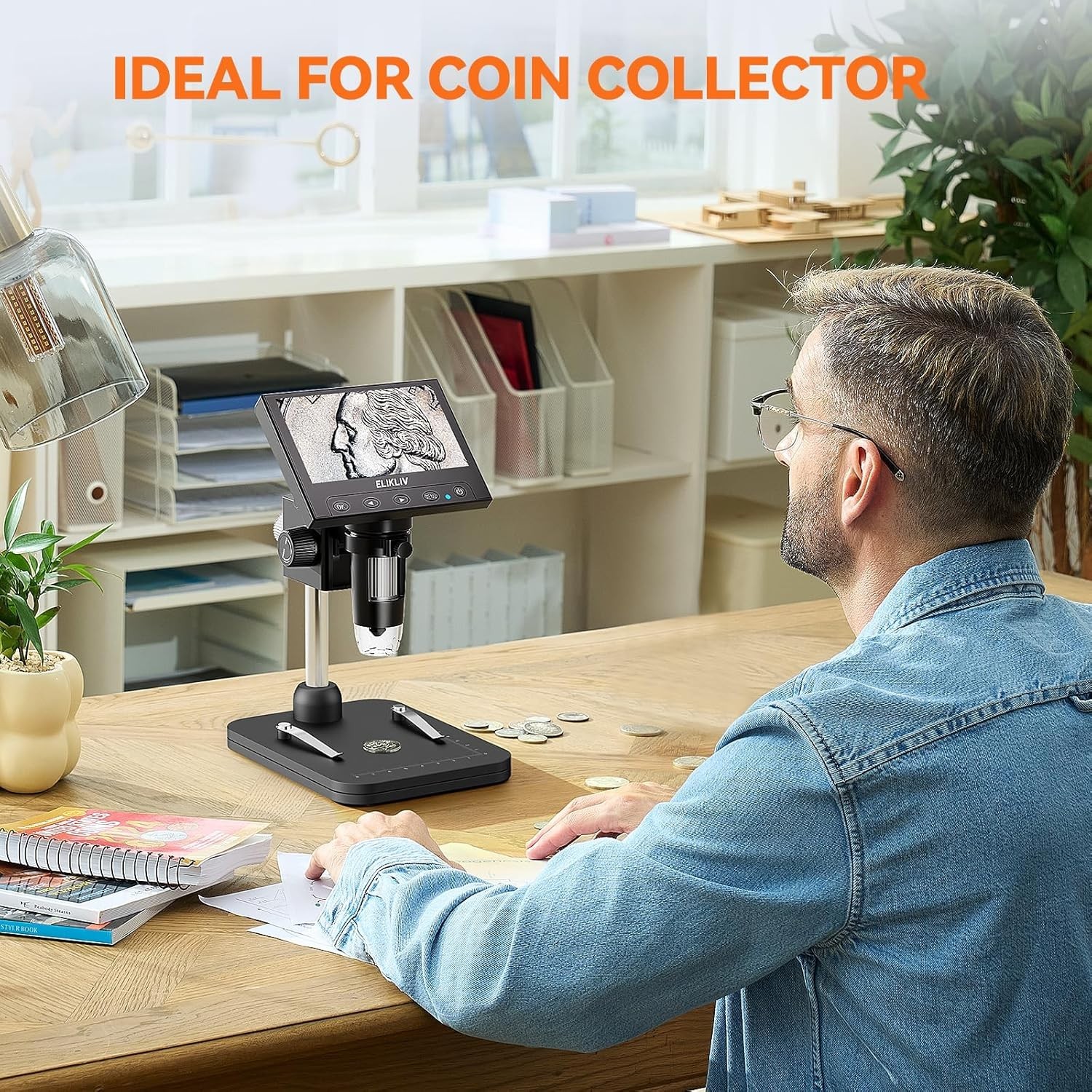 Coin Microscope 1000x Magnifier 4.3'' LCD - Black