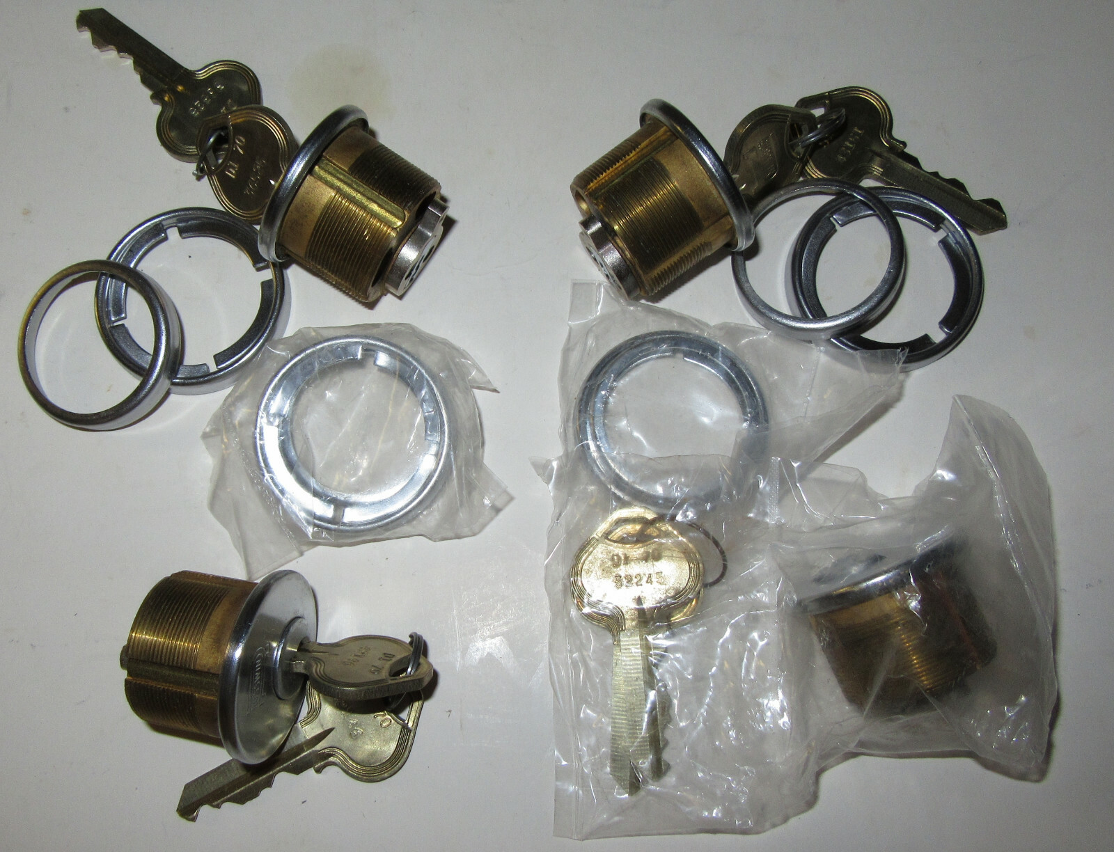 4 Pack NOS LOCKSMITH ORIG Cylinders RUSSWIN 1",15/16' MORTICE CYL W/keys D1 70
