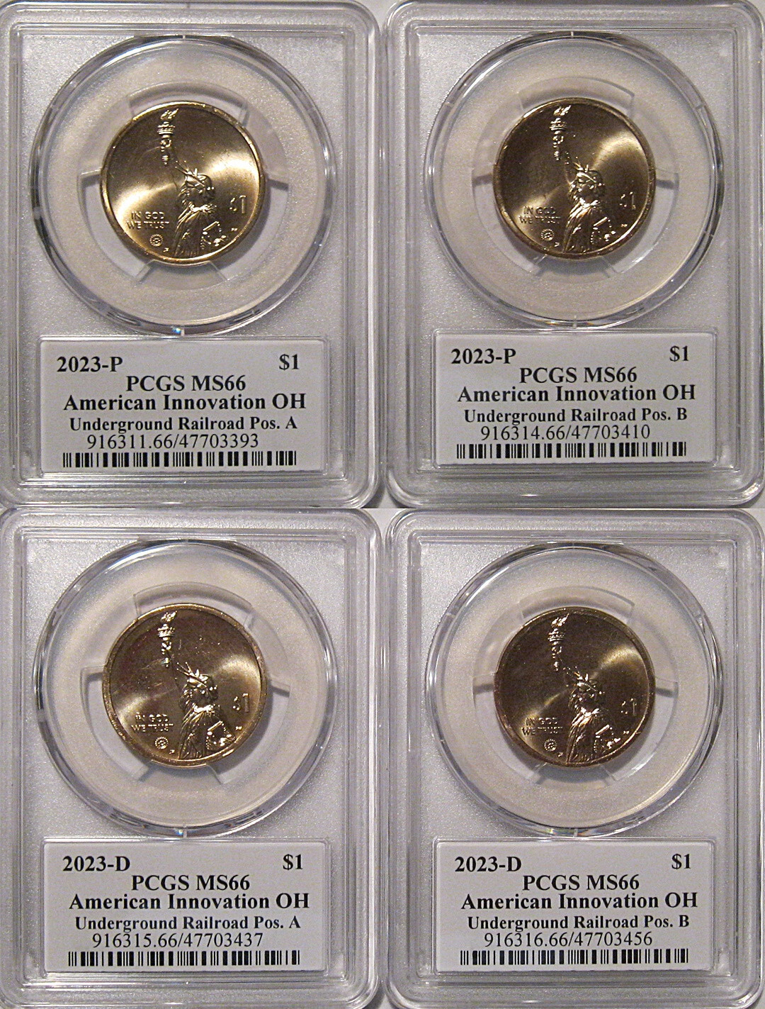2023 P & D Ohio Innovation Dollar $1 Underground Railroad PCGS MS66 Position A&B