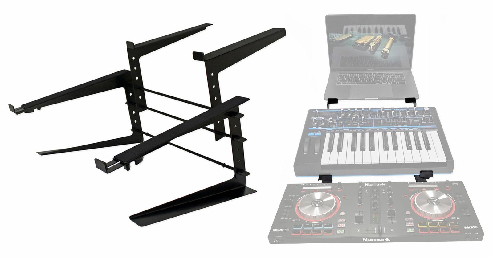 Rockville Dual Shelf Laptop+Controller Stand for M-Audio Code 49 Keyboard