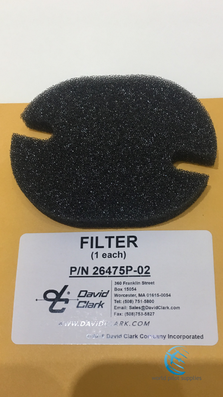 GENUINE DAVID CLARK FILTER for Inside of Headset Domes 1 pair, p/n 26475P-02