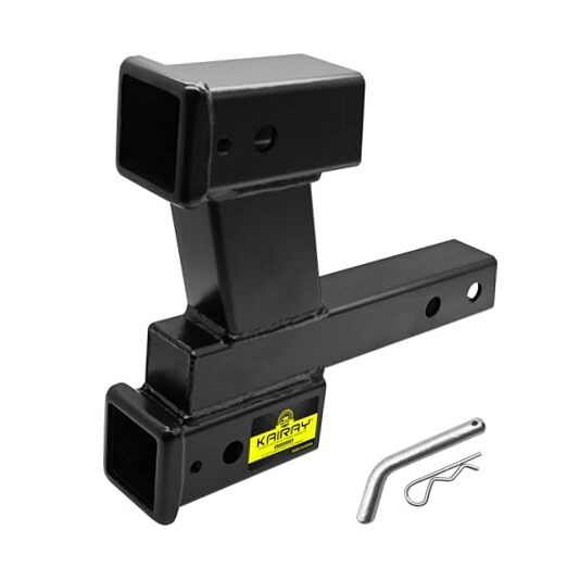 Trailer Dual Hitch Y-shaped 2" adapter black - 2-inch & 6-inch Rise/Drop