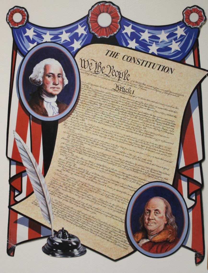 1986 Beistle Vtg Diecut Constitution Washington Benjamin Cutout 23" Decor USA