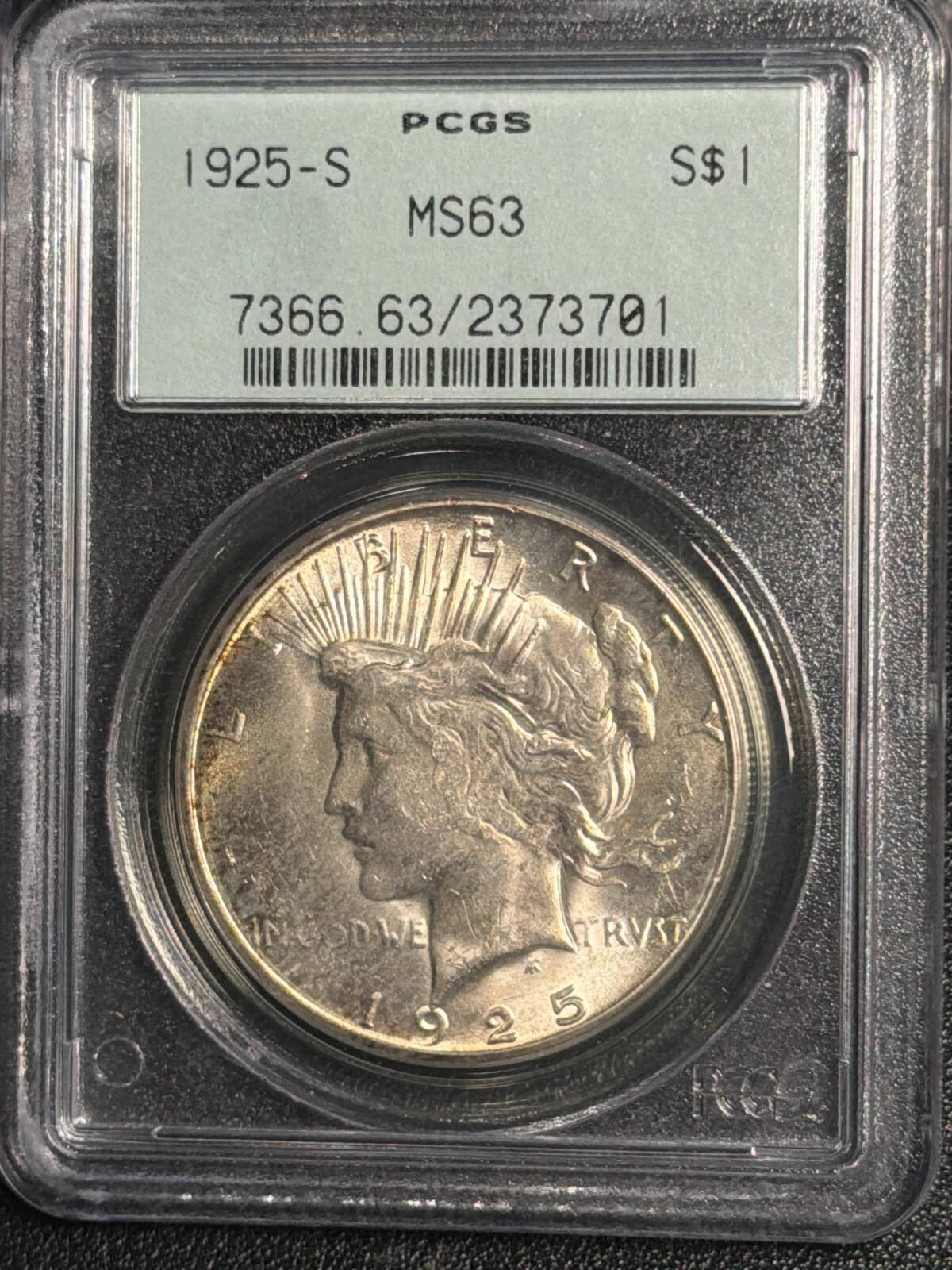 1925 S Peace Silver Dollar PCGS MS-63 OGH PQ+