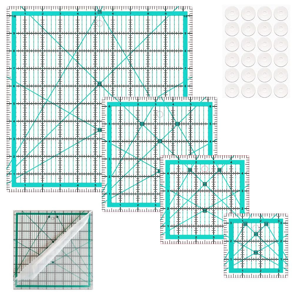 Quilting Rulers(3.5", 5", 6.5", 10.5"),4 Square Ruler Quilting Templates,Quiltin