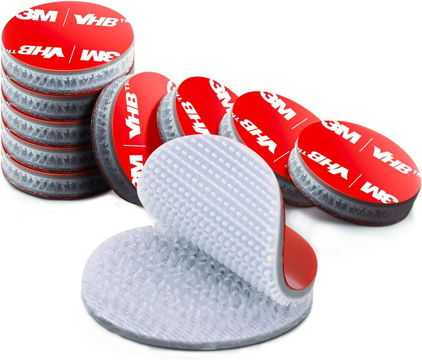 Heavy Duty Adhesive Hook and Loop with 3M GPH-110GF 1" round Strips 9 Sets Stick