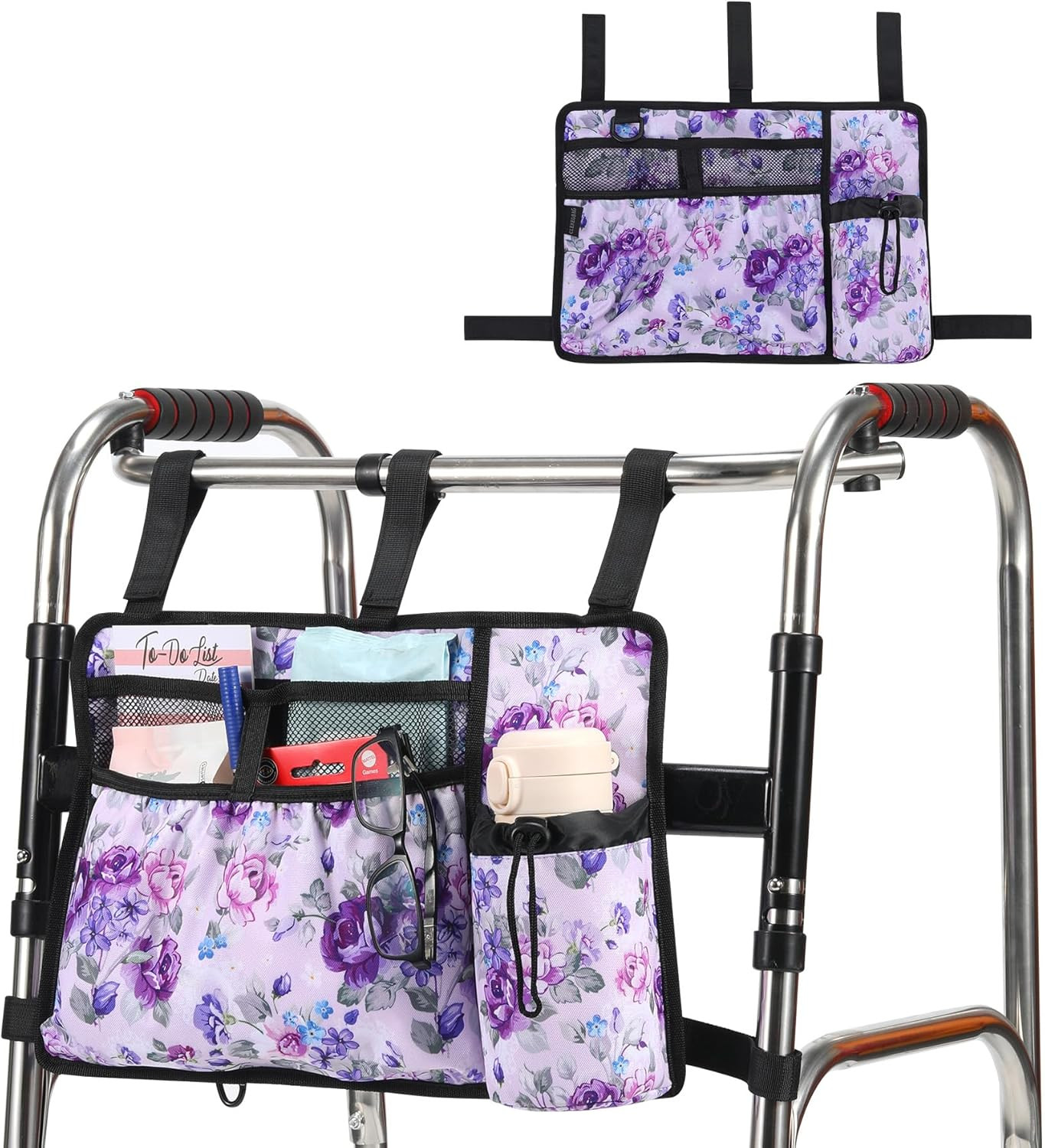 Walker Accessories for Folding Bag Walker Seniors Organizer Storage Pouch Cup Ho
