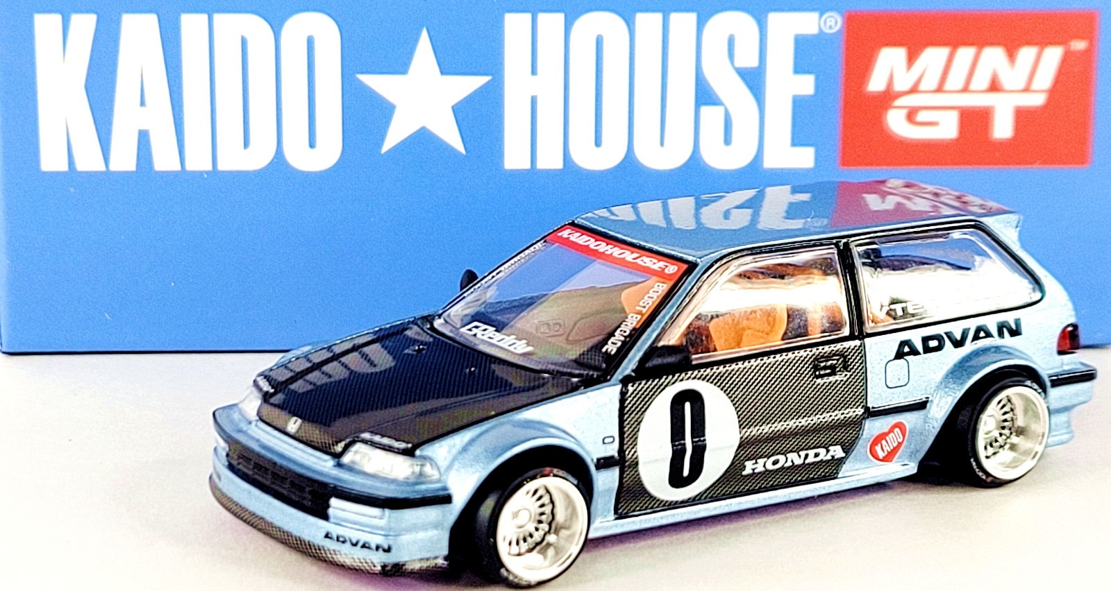 Kaido House x Mini GT Honda Civic (EF) Kaido Roulette V1 KHMG179 🟦 BLUE 🟦 1/64