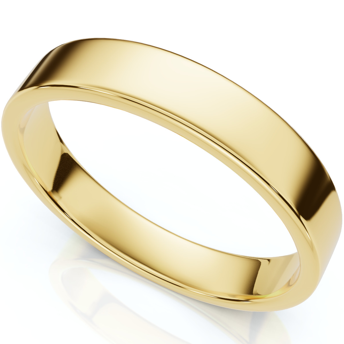 4mm Flat High Polished Wedding Band 14K Yellow Gold