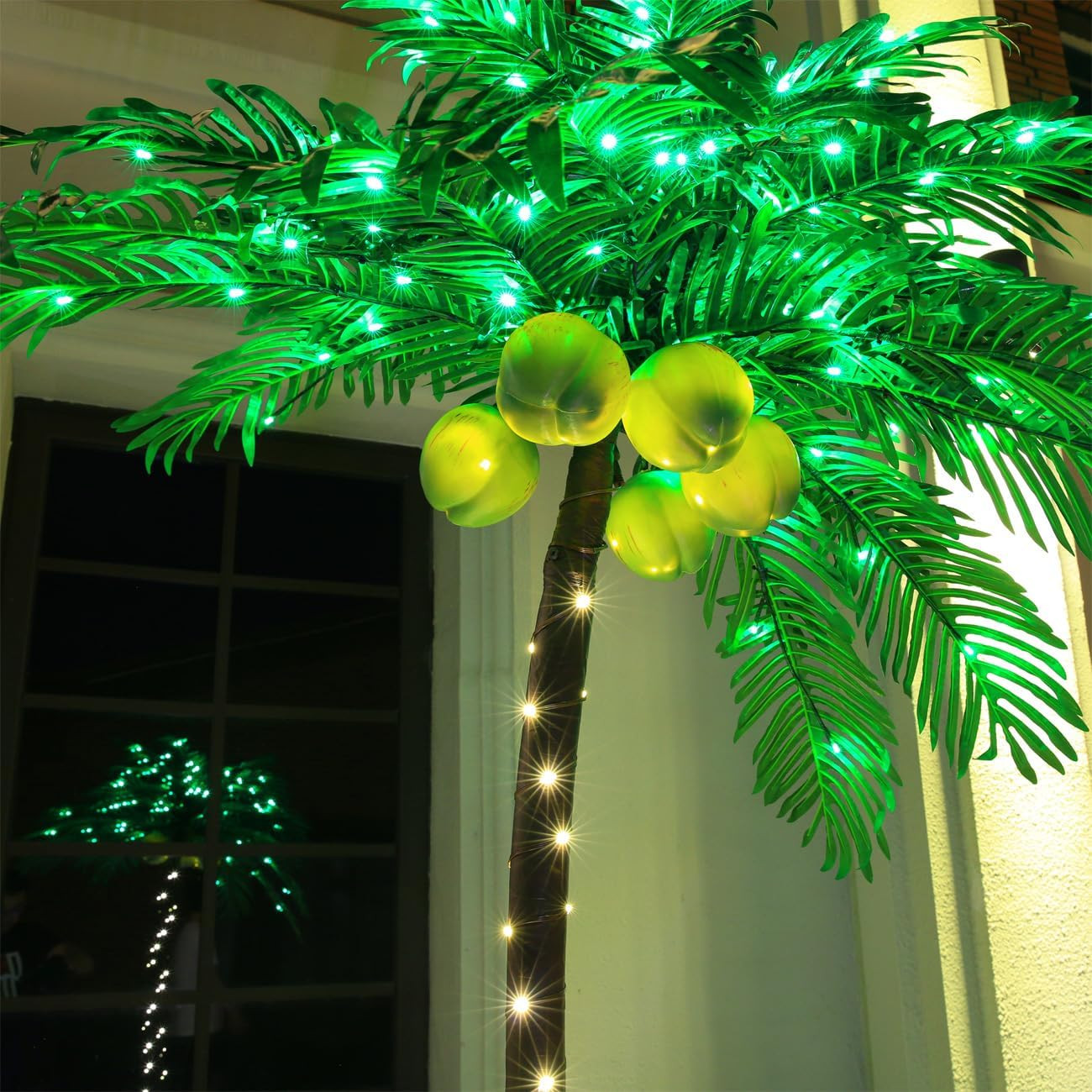 7ft Lighted Palm Tree with Glowing Coconuts - Dimmable, UL Certified, Waterproof