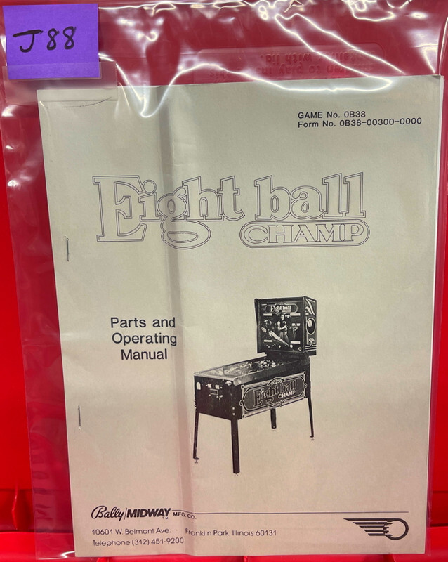 Eight Ball Champ 8  Pinball Operations/Service/Repair/Troubleshooting Manual J88