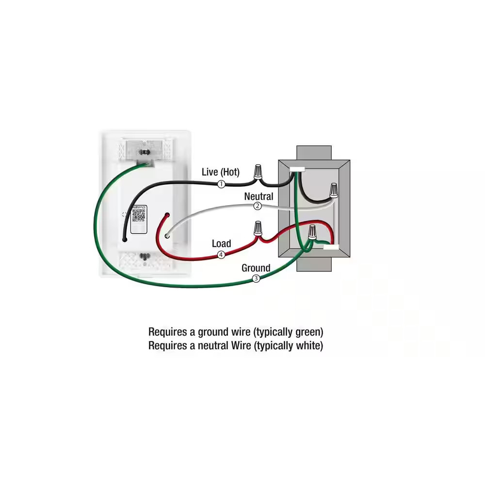 15 Amp Single-Pole White Smart Light Switch with Wi-Fi and Bluetooth Technology