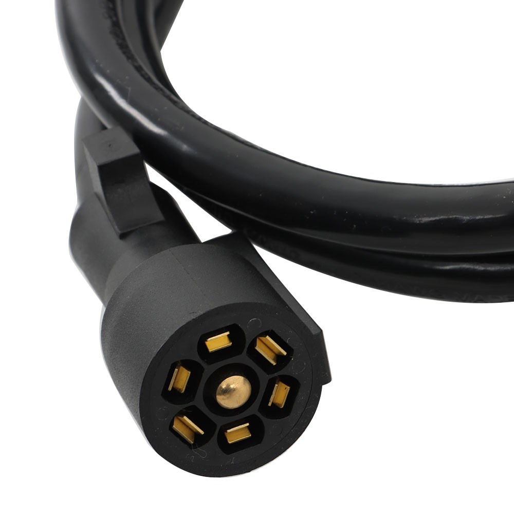 7 Way Plug Inline Pre-Wired Trailer BLACK Cord w/Junction Box 6' Wiring Cable