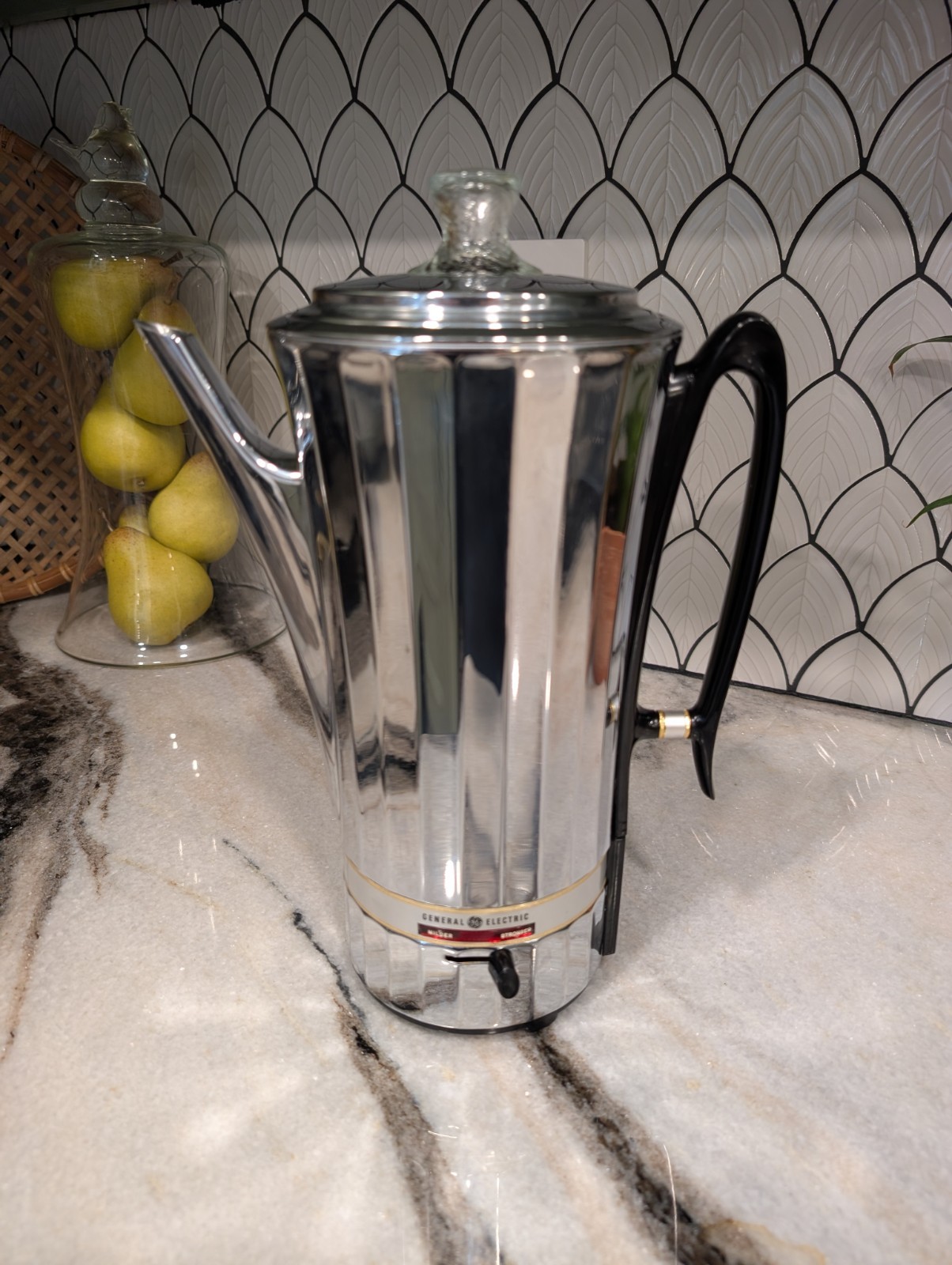 Vintage General Electric 15P50 Chrome Automatic Coffee Percolator Art Deco MCM