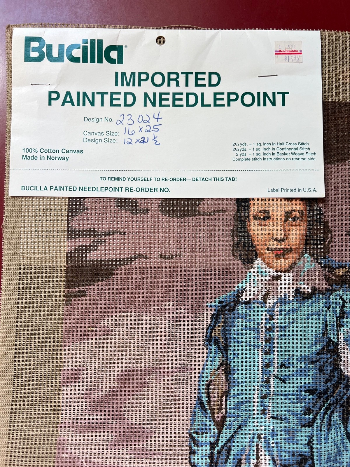 Bucilla Imported Painted Needlepoint Canvas 23024 Blue Boy, EUC
