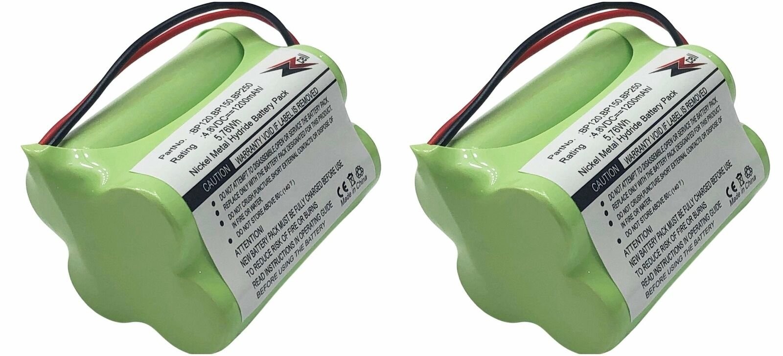 2-Pack Battery For Bearcat Sportcat Uniden BP120, BP150 / BP180 / BP250 1200 mAh