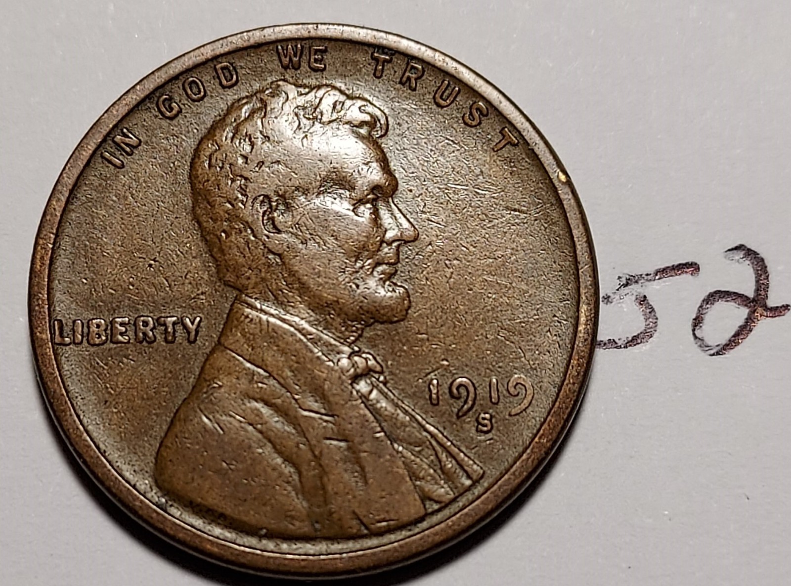 1919-S Lincoln Wheat Cent Very Fine #52