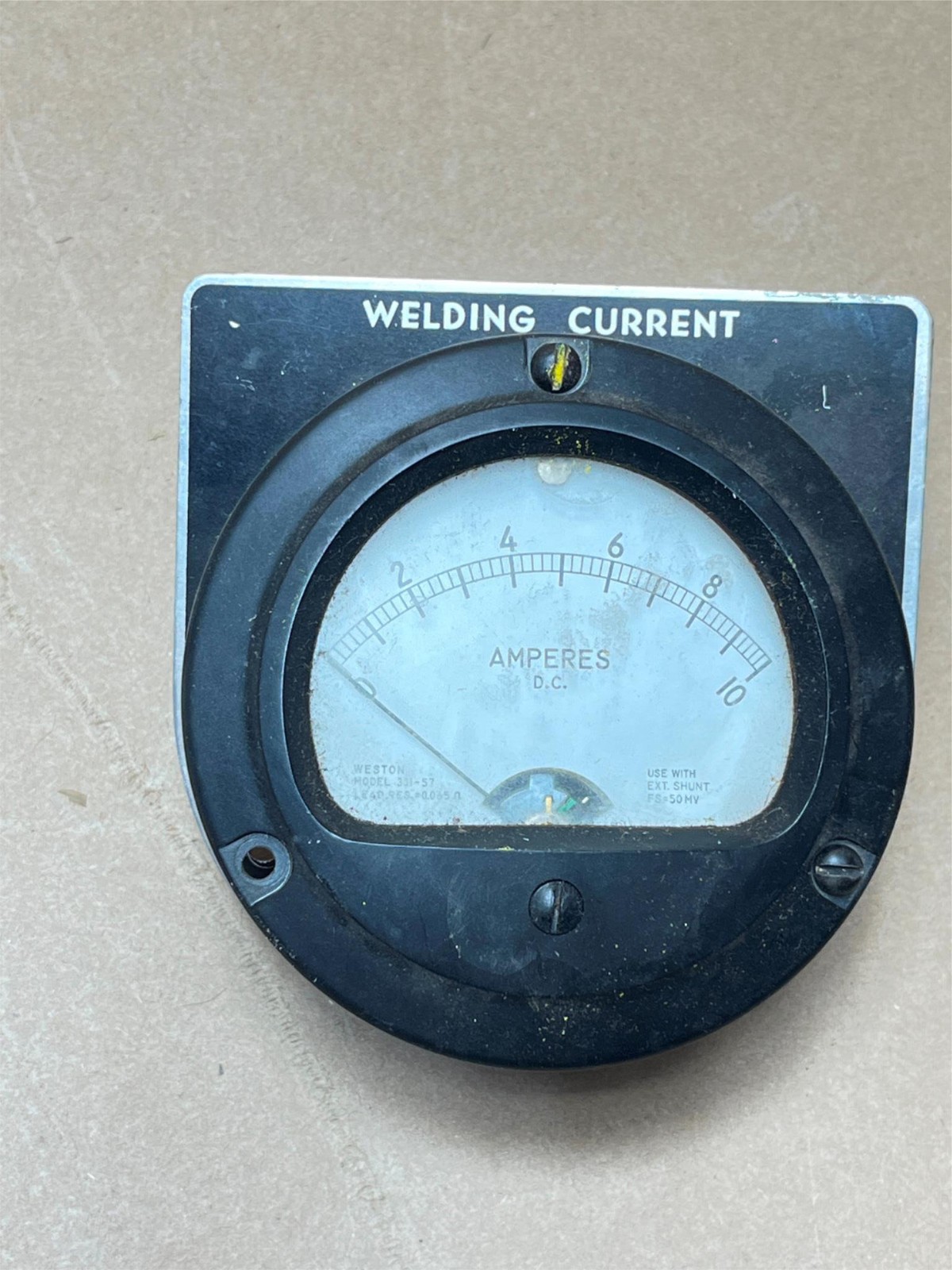 Weston 301-57 0-10 Amperes DC Panel Meter Welding Current
