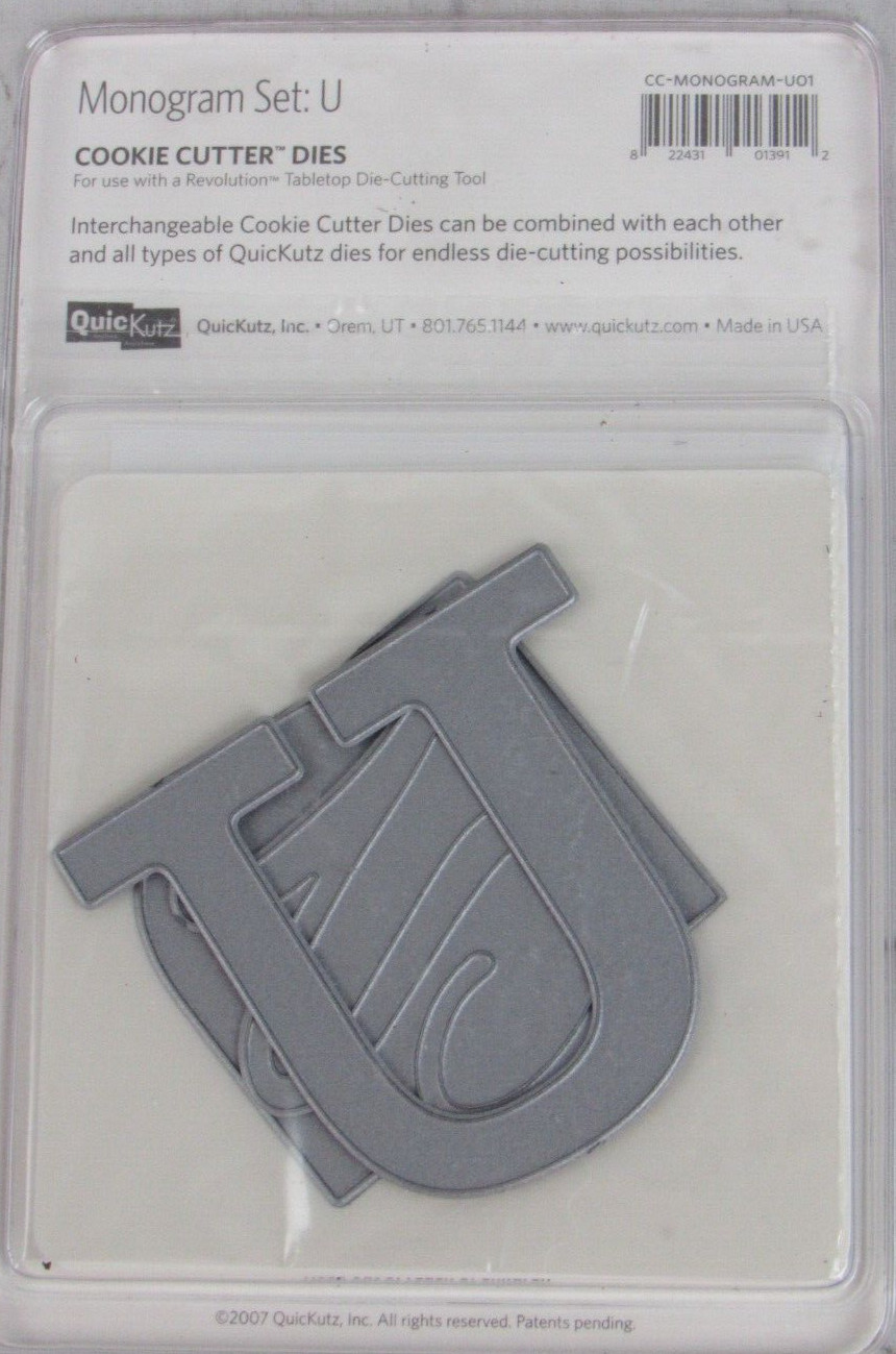 QuicKutz Monogram "U" Set, Cookie Cutter Dies, 3 dies, CC-MONOGRAM-U01